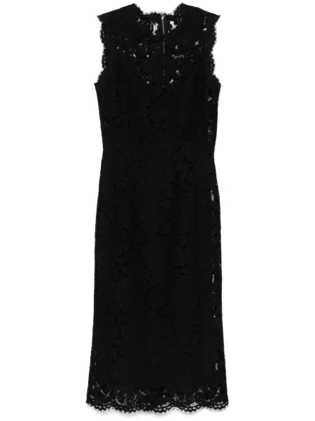 Rochie midi Dolce & Gabbana cu model floral din dantelă până la genunchi negru
