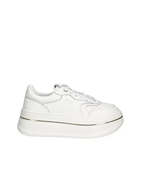 Sneakersy Twinset skórzane na platformie białe