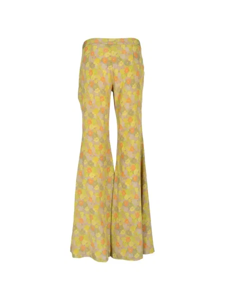 Pantaloni Francoise Pinton - Paris cu model floral cu imagine evazate maro