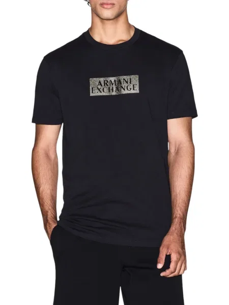 Тениска Armani Exchange с принт черно