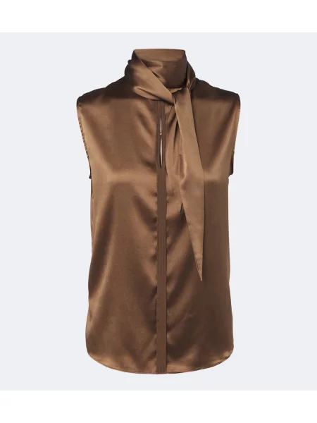 Top Dorothee Schumacher din satin cu legături maro
