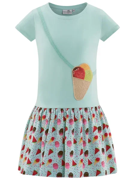 Happy girls Rochie aqua / verde deschis / portocaliu caisă / roz zmeură albastru
