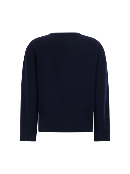 Sweter Twinset z dekoltem w serek z długim rękawem klasyczny niebieski