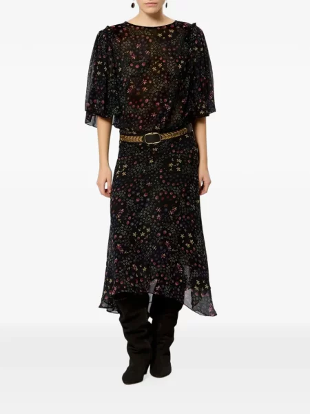 Rochie midi Marant Etoile cu model floral cu imagine negru