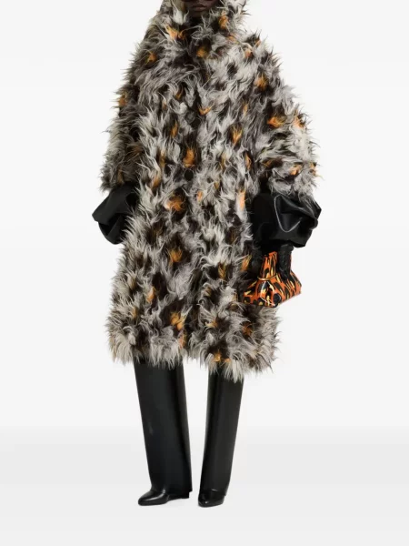 Lung palton Givenchy de lână cu model leopard gri