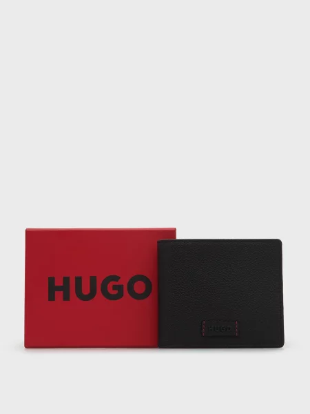 Шкіряний гаманець Hugo чорний