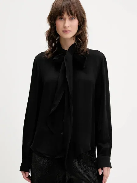 HUGO cămașă cu un decolteu legat regular negru