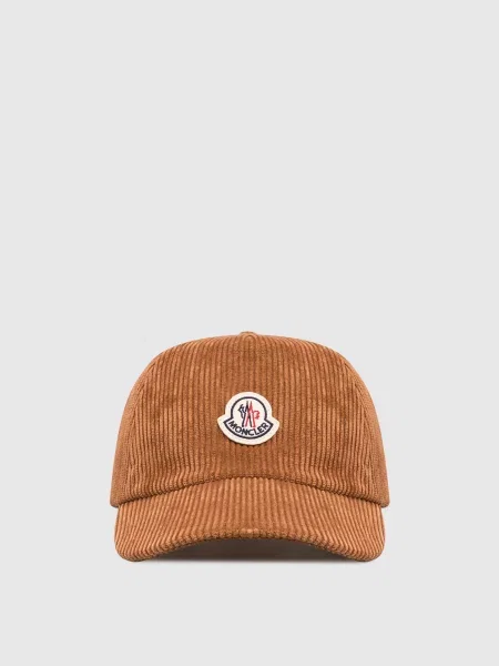 Вельветова кепка з нашивкою логотипа Moncler коричнева