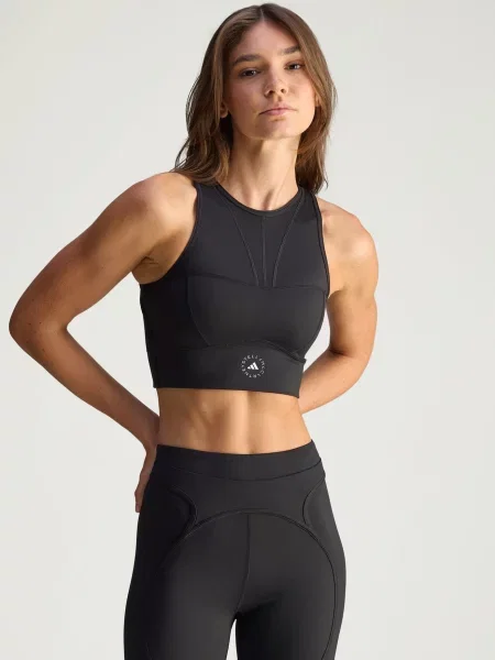 ADIDAS BY STELLA MCCARTNEY Sportiniai marškinėliai be rankovių Training Crop juoda balta