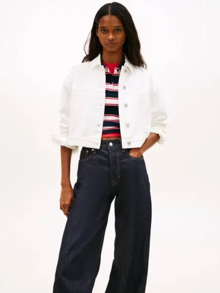 Tommy Jeans Farmer kabát Oversize fehér