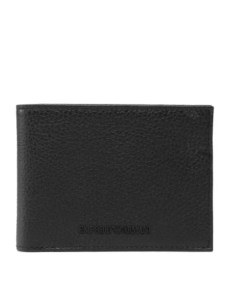 Кожен портфейл и калъф за карти Emporio Armani мъжки черно