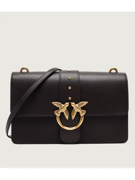 Pinko De piele geantă poștaș Love One Classic maro
