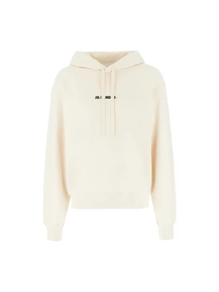 Bluza z kapturem Jil Sander z logo biała