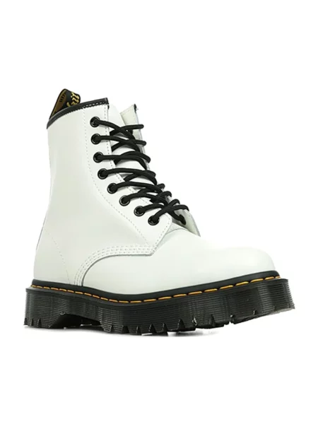 Botki Dr. Martens sznurowane koronkowe białe