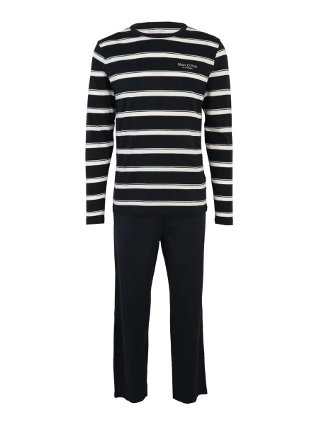 Marc O'Polo Pijama lungă bleumarin / lână alb