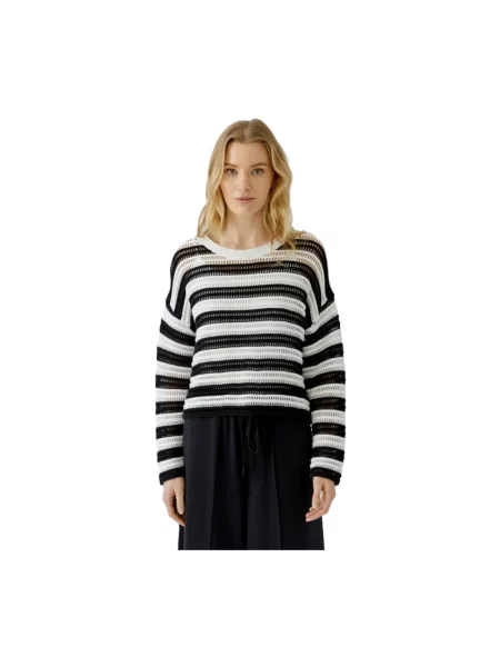 Sweter Oui w paski z paskiem