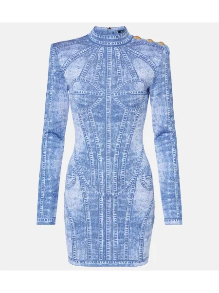 Rochie Balmain din jacard albastru