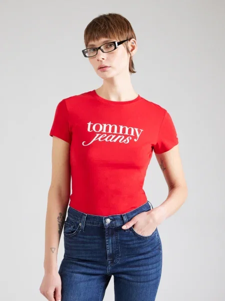 Tommy Jeans Marškinėliai Essential raudona