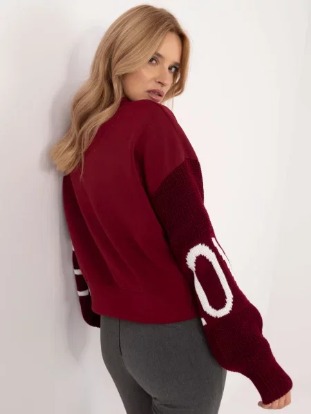 Hanorac cu glugă Fashionhunters cu inscripții cu glugă bordo