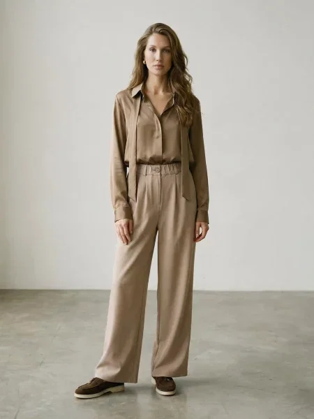 Класичні штани Seventeen віскоза/поліестер бежевий