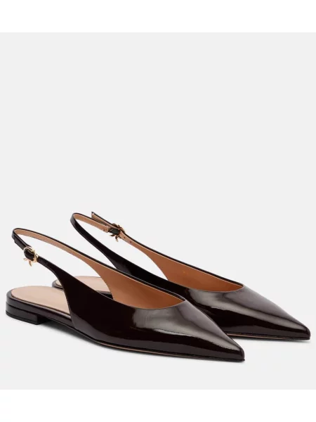 Usnjene balerinke Gianvito Rossi z odprtimi petami črna