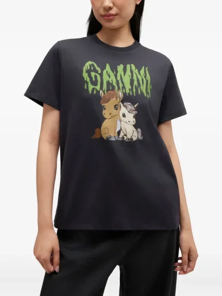 Tricou Ganni cu imagine gri