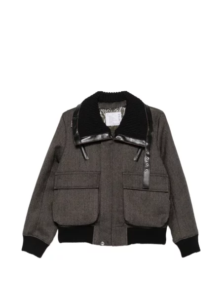 Geacă Sacai cu model herringbone maro