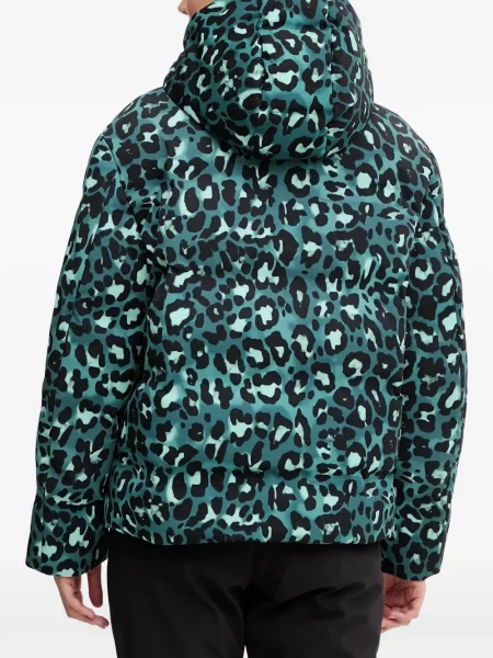 Geacă Ea7 Emporio Armani cu glugă cu imagine cu model leopard verde