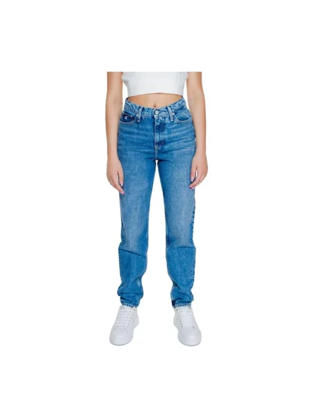 Jeansy Calvin Klein Jeans z wysoką talią retro niebieskie