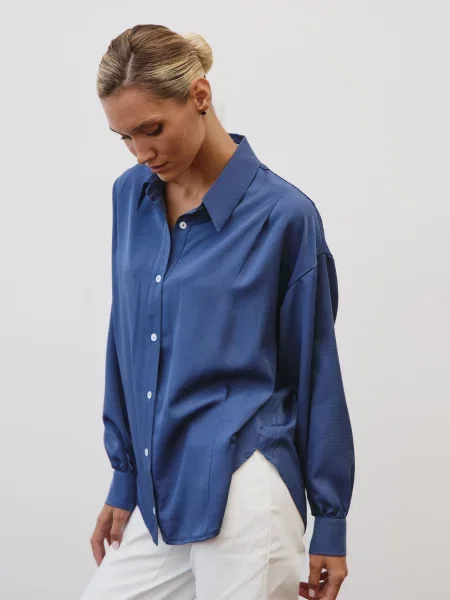 Сатинова Блуза Lilove синій