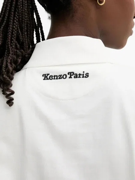 Polo Kenzo cu broderie cu dungi de tigru alb