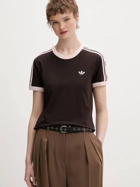 ADIDAS ORIGINALS Majica 3 STRIPES SLIM čokolada / rosé smeđa