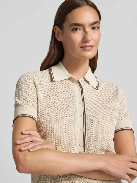 Koszulka z dzianiny z kołnierzykiem polo i listwą guzikową model MEROPE' Drykorn biała