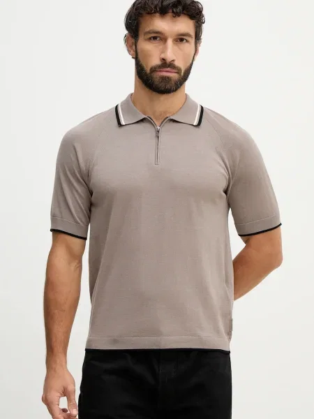 Bombažen polo Armani Exchange bež