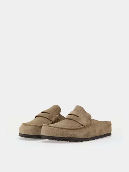Замшевые мюли Birkenstock бежевые