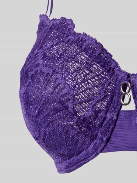 Biustonosz z fiszbinami w kroju balkonetki z obszyciem koronką model „Palina Moonlight Kiss” Triumph fioletowa