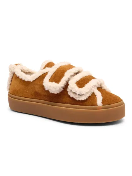 INUIKII Teniși din piele VELCRO | shearling maro