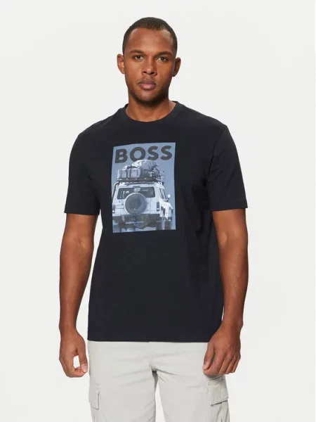 BOSS Футболка Te_Mextour Regular Fit cиній