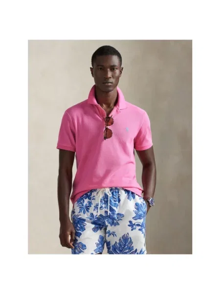 Polo Ralph Lauren koszulka polo Mężczyźni wyrazisty róż jednolity L różowa