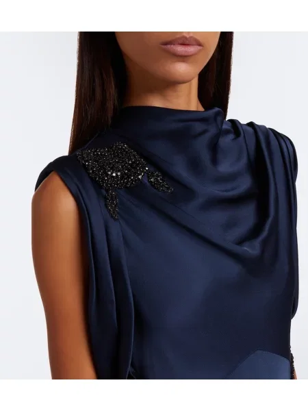 Rochie Erdem din satin drapată albastru