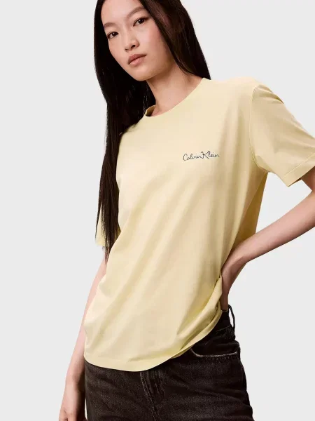 Классическая графический футболка Calvin Klein Jeans желтая