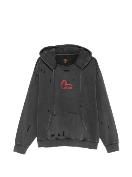 Hanorac cu glugă Evisu zdrențuiți negru
