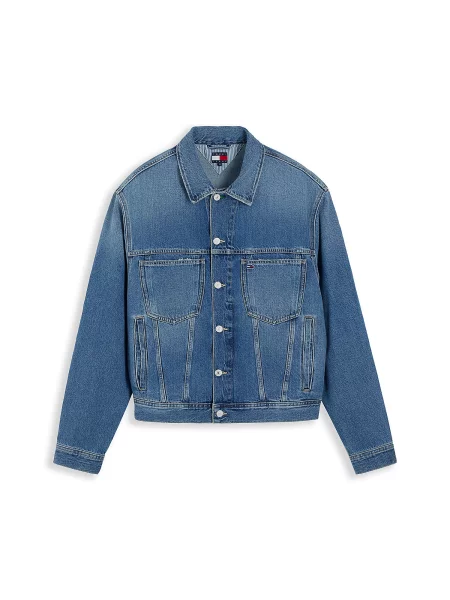 Tommy Jeans Geacă de primăvară-toamnă albastru denim / roșu alb