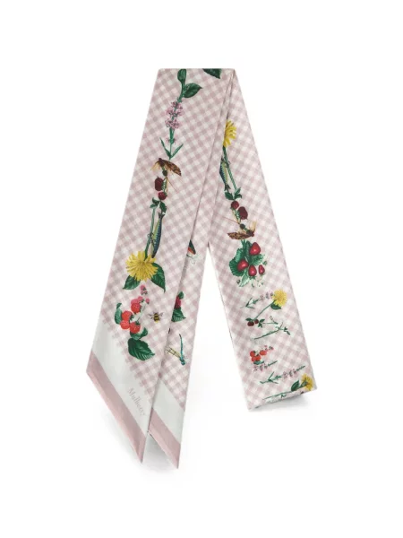 Gėlėtas raštuotas šalikas Mulberry rožinė