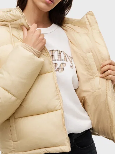 Джинсовая куртка Tommy Jeans с капюшоном бежевая
