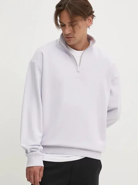 Bombažen pulover HUGO vijolična