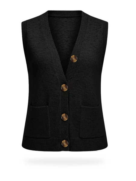 Imily Pleten brezrokavnik črna bela