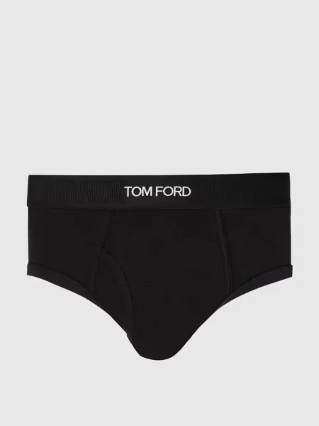 Труси-сліпи з контрастним принтом логотипу Tom Ford чорні