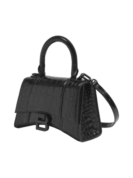 Torebka skórzana Balenciaga Hourglass skórzana elegancka czarna