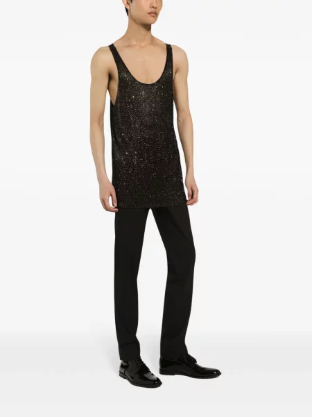 Saténová košile Dolce & Gabbana bez rukávů černá